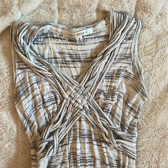 Max Studio Grey Stripe Maxi Dress size Small - Picture 2 of 4